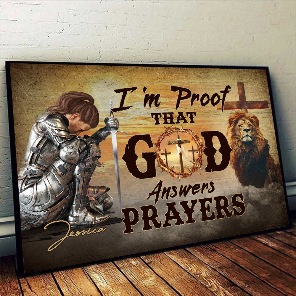 Personalized Warrior Of God, I Am Proof That God Answers Prayers Poster Canvas