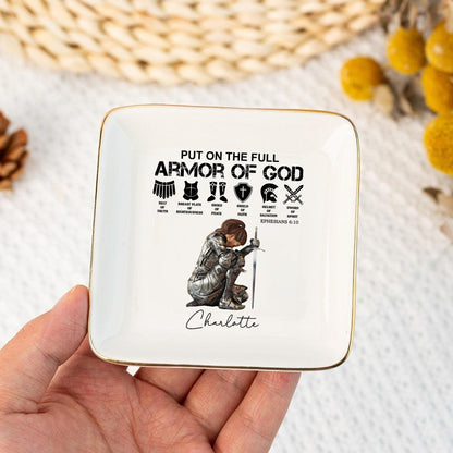 Personalized Woman Warrior Of God, Put On The Full Armor Of God-Ephesians 6:10 Jewelry Dish