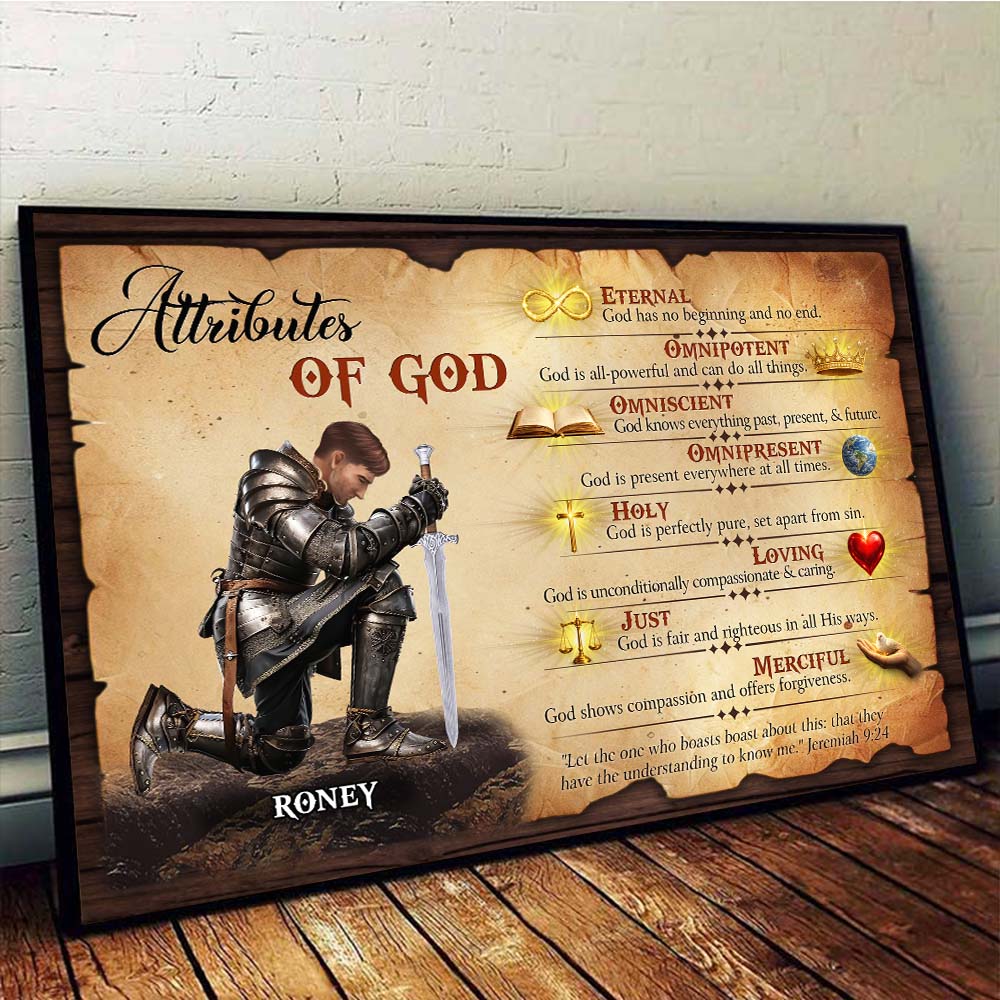 Personalized Warrior of God Attributes of God Eternal Omnipotent Christian Poster Canvas
