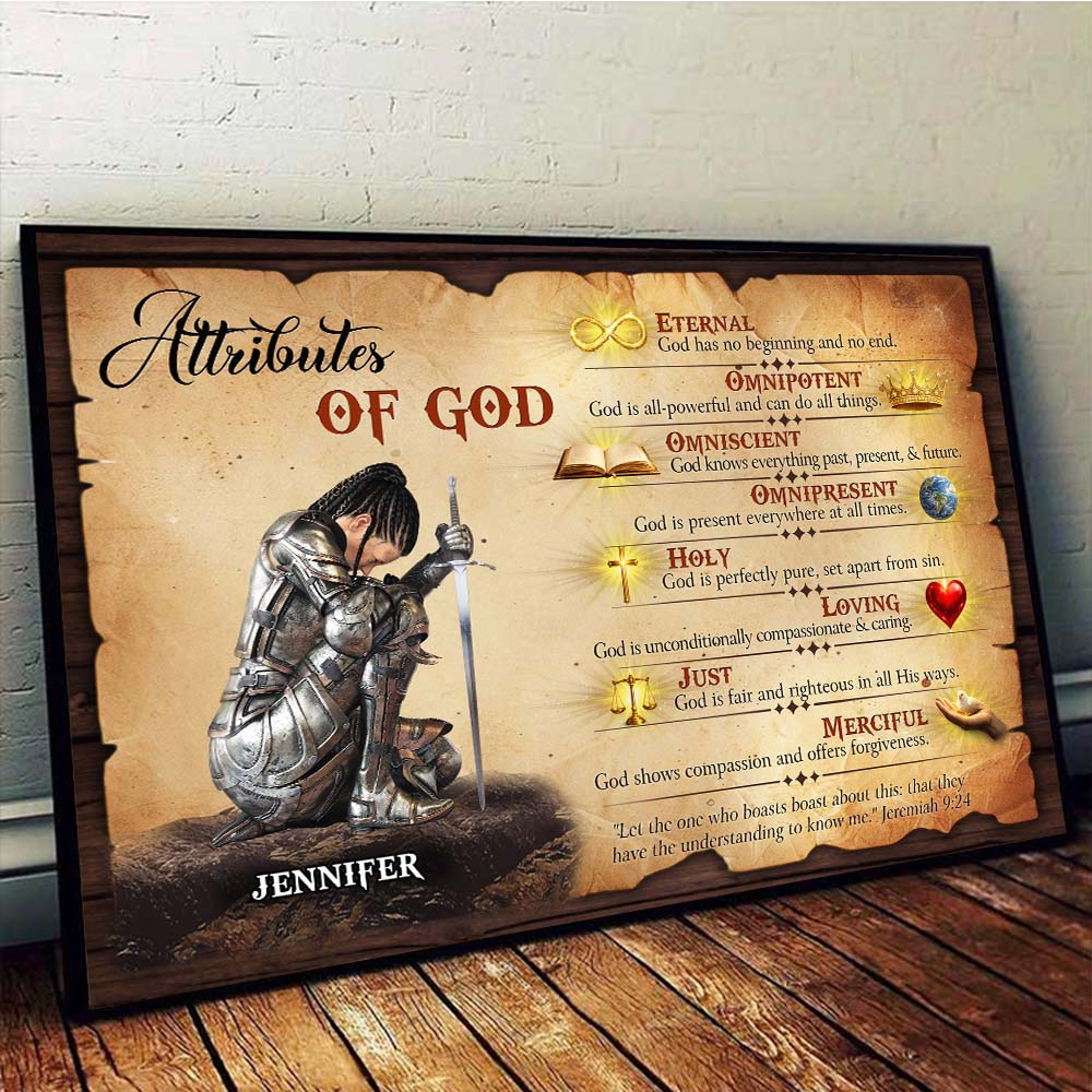 Personalized Warrior of God Attributes of God Eternal Omnipotent Christian Poster Canvas