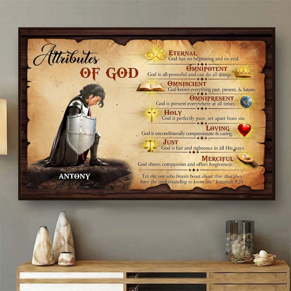Personalized Warrior of God Attributes of God Eternal Omnipotent Christian Poster Canvas