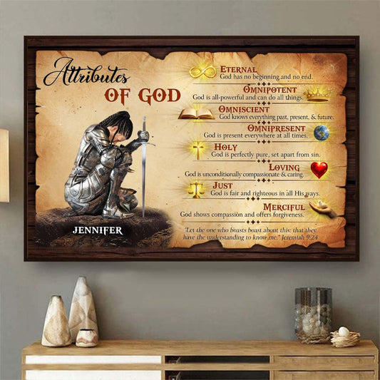 Personalized Warrior of God Attributes of God Eternal Omnipotent Christian Poster Canvas