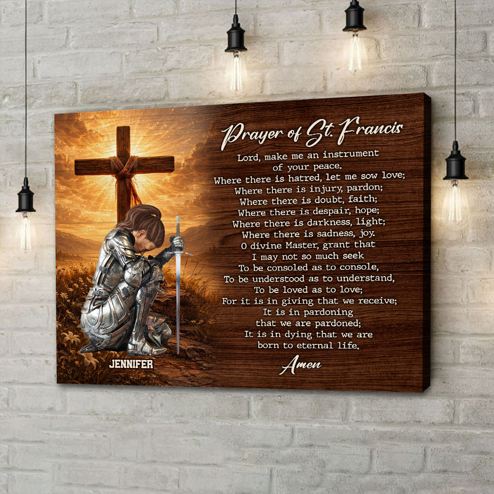 Personalized Warrior of God Prayer of St. Francis Poster Canvas