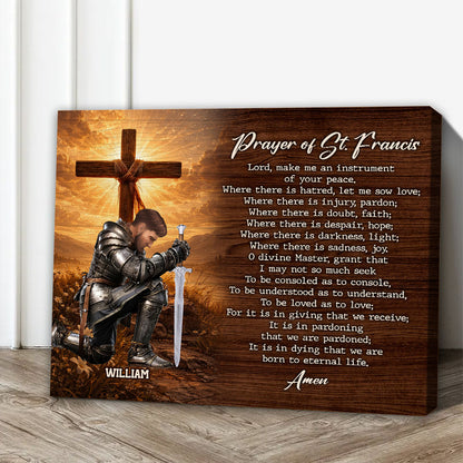 Personalized Warrior of God Prayer of St. Francis Poster Canvas