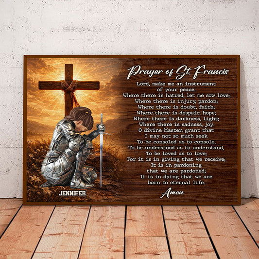 Personalized Warrior of God Prayer of St. Francis Poster Canvas