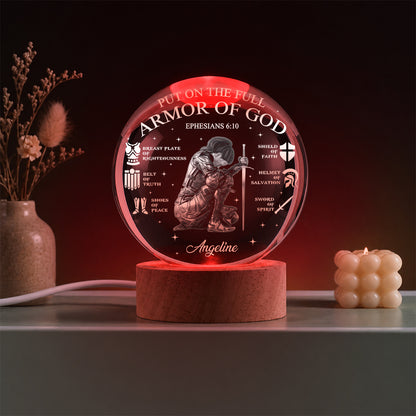 Personalized Warrior of God Put On The Full Armor Of God Ephesians 6:10 Crystal Ball Night Light