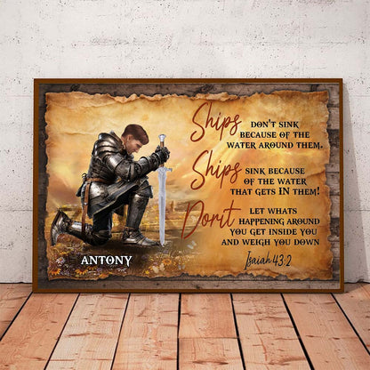 Personalized Warrior of God Ships Don't Sink Because of the Water Poster Canvas