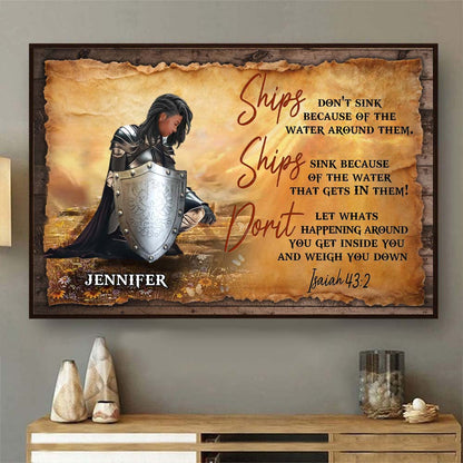 Personalized Warrior of God Ships Don't Sink Because of the Water Poster Canvas
