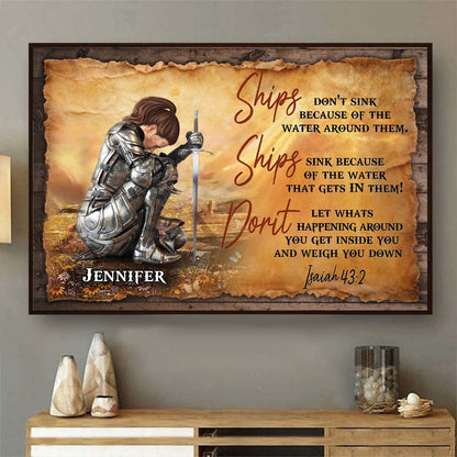 Personalized Warrior of God Ships Don't Sink Because of the Water Poster Canvas