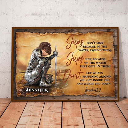 Personalized Warrior of God Ships Don't Sink Because of the Water Poster Canvas
