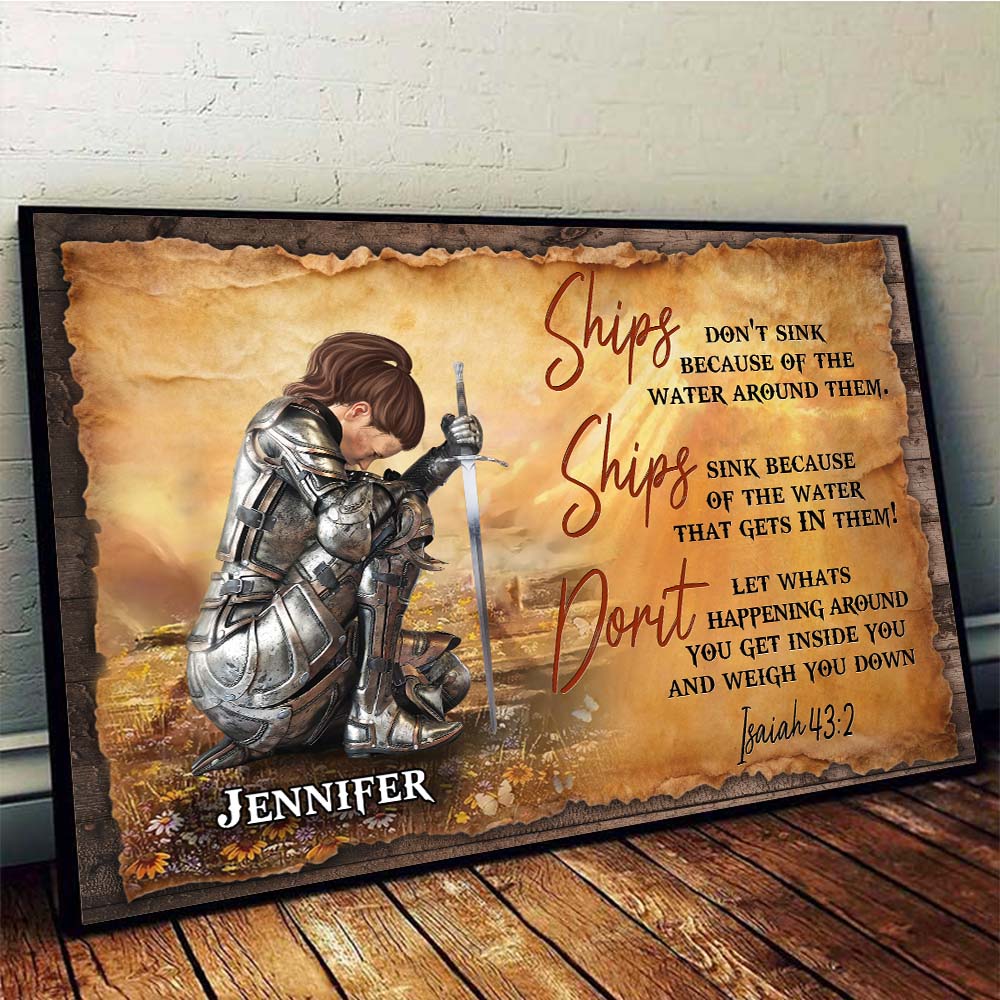 Personalized Warrior of God Ships Don't Sink Because of the Water Poster Canvas