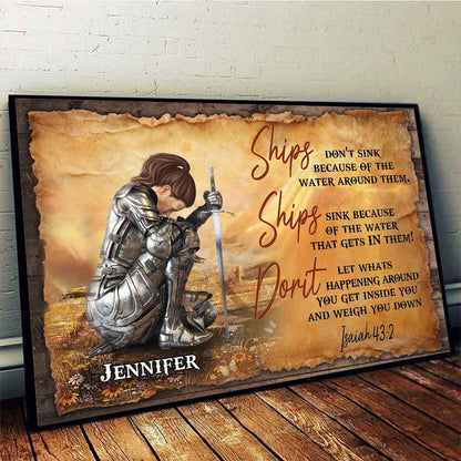 Personalized Warrior of God Ships Don't Sink Because of the Water Poster Canvas