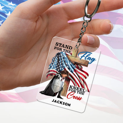 Personalized Warrior of God Stand for the Flag America 250th Anniversary Acrylic Keychain