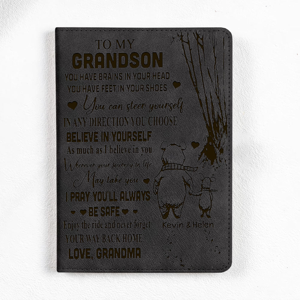 Personalized Winnie Honey Bear And Piggy Grandma To My Grandson You Have Brains In Your Head Notebook Set