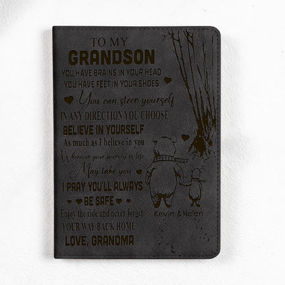 Personalized Winnie Honey Bear And Piggy Grandma To My Grandson You Have Brains In Your Head Notebook Set