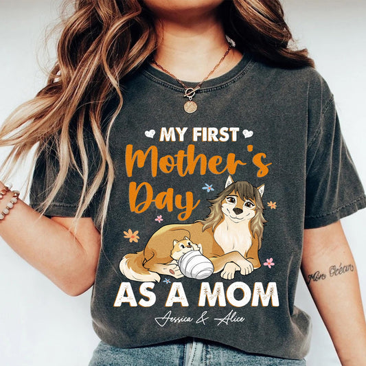 Personalized Wolf Mom And Baby My First Mother's Day As A Mom T-Shirt