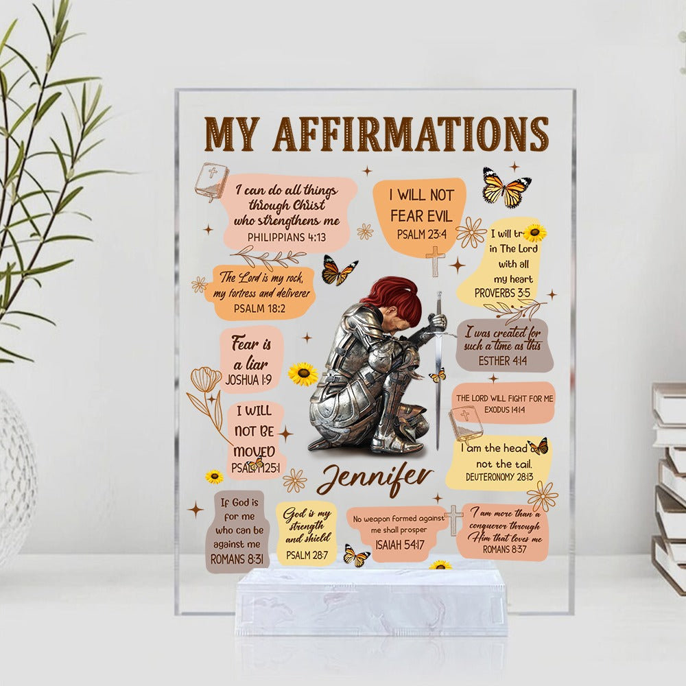 Personalized Woman Warrior Armor Of God Christian Bible Verse Affirmations Acrylic Plaque