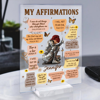 Personalized Woman Warrior Armor Of God Christian Bible Verse Affirmations Acrylic Plaque