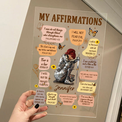 Personalized Woman Warrior Armor Of God Christian Bible Verse Affirmations Acrylic Plaque