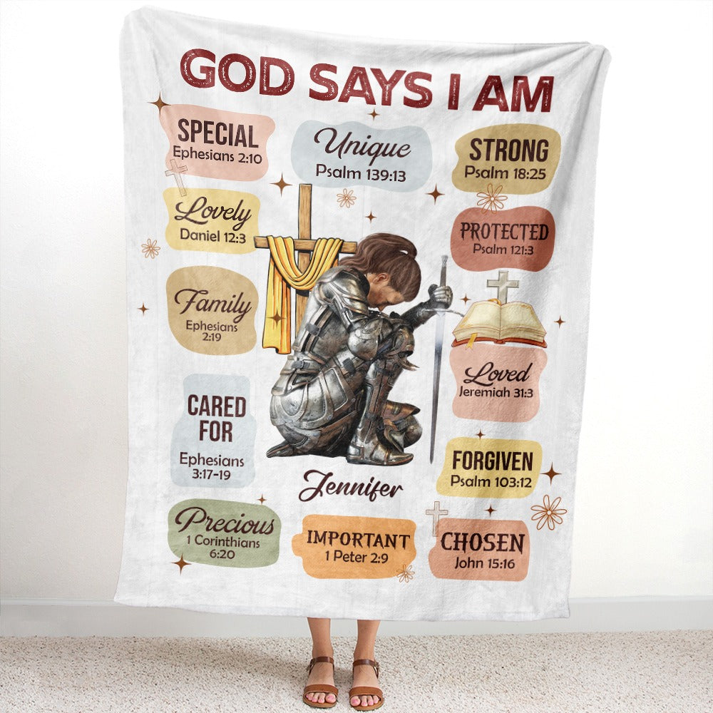 Personalized Woman Warrior God Says I Am Beautiful Enough Victorious Princess Blanket, Daughter Of God Blanket