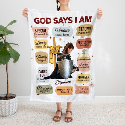 Personalized Woman Warrior God Says I Am Beautiful Enough Victorious Princess Blanket, Daughter Of God Blanket