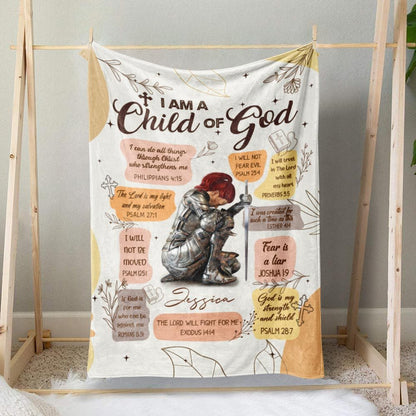 Personalized Woman Warrior I Am A Child of God-I Can Do All Thinngs Blanket, Child Of God Blanket