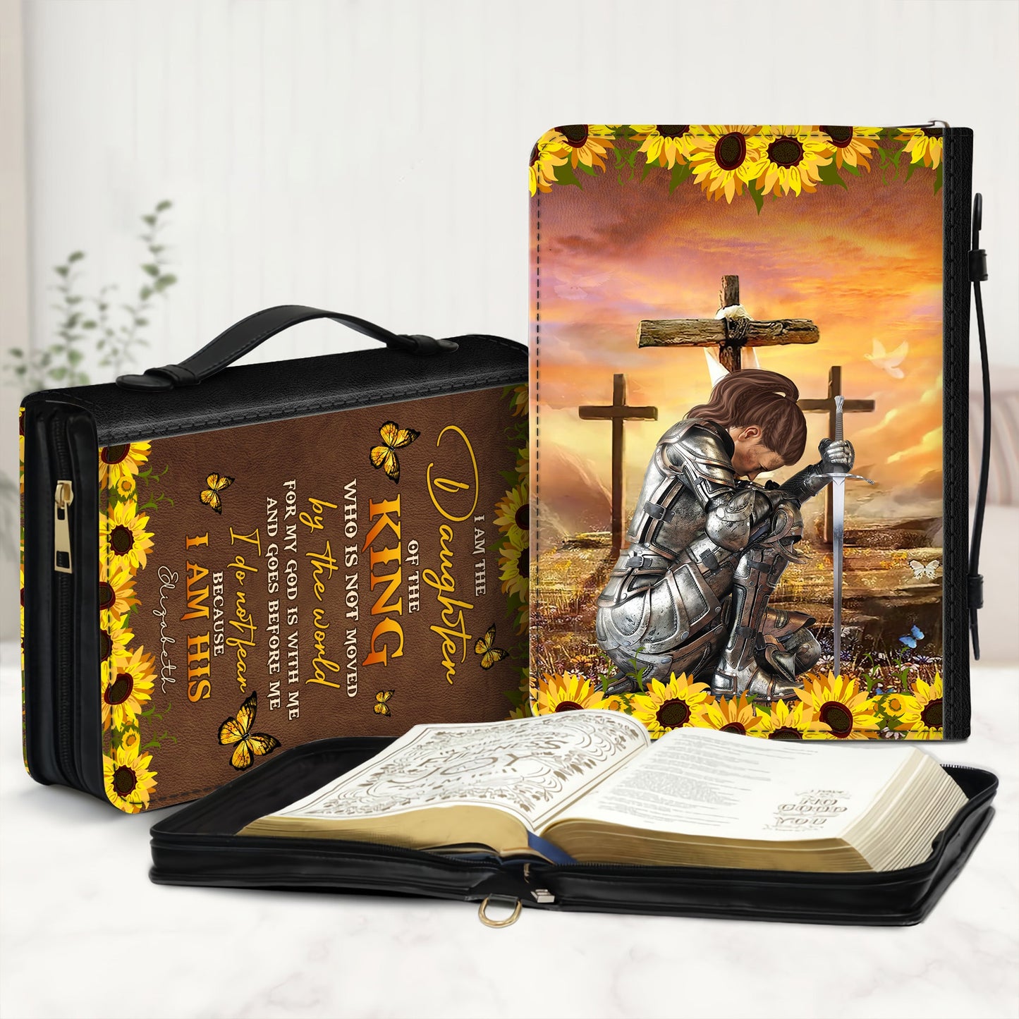 Personalized Woman Warrior I Am The Daughter Of The King Do Not Fear Because I Am His Leather Bible Cover