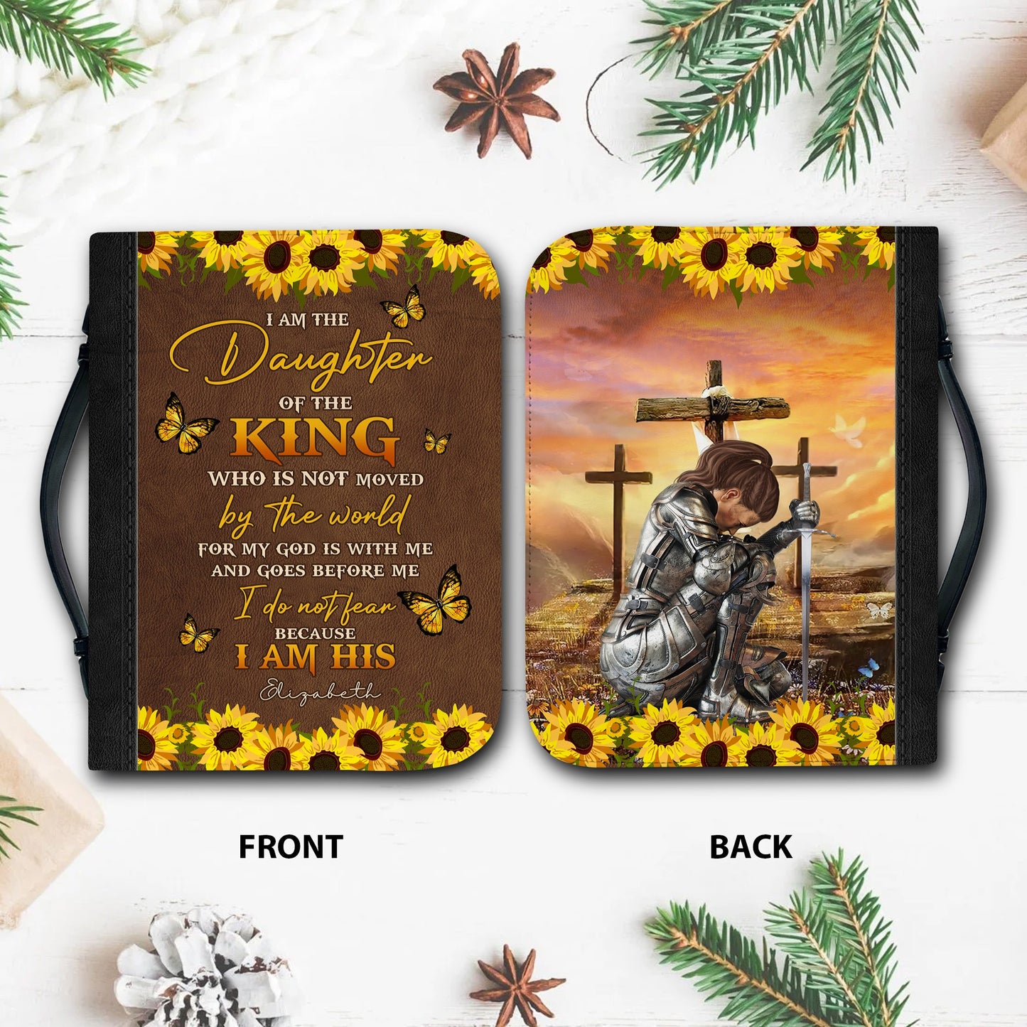 Personalized Woman Warrior I Am The Daughter Of The King Do Not Fear Because I Am His Leather Bible Cover