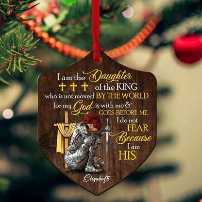 Personalized Woman Warrior I Am The Daughter Of The King Do Not Fear Because I Am His Shield Wooden Ornament