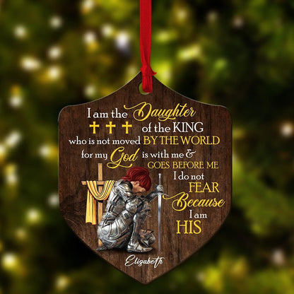 Personalized Woman Warrior I Am The Daughter Of The King Do Not Fear Because I Am His Shield Wooden Ornament