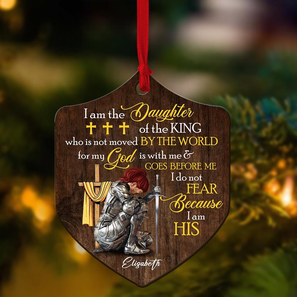 Personalized Woman Warrior I Am The Daughter Of The King Do Not Fear Because I Am His Shield Wooden Ornament