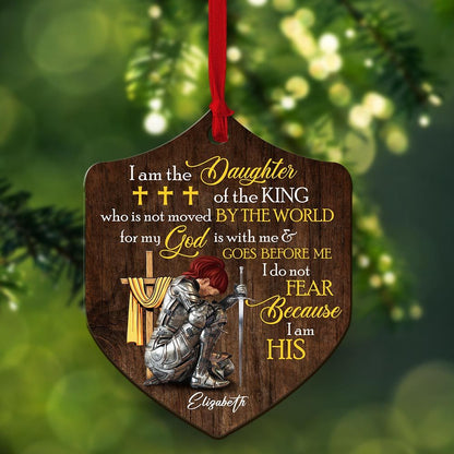 Personalized Woman Warrior I Am The Daughter Of The King Do Not Fear Because I Am His Shield Wooden Ornament