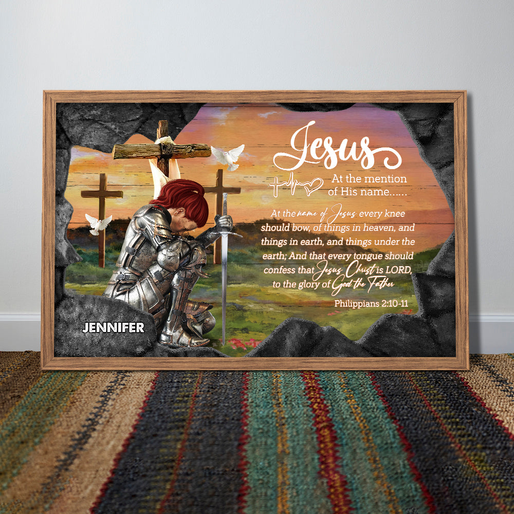 Personalized Woman Warrior Jesus At The Mention Of His Name Every Knee personalized-woman-warrior-jesus-at-the-mention-of-his-name-every-knee