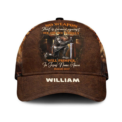 Personalized Warrior of God No Weapon Formed Against Us Shall Prosper-Isaiah 54:17 Over Print Classic Cap