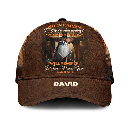 Personalized Warrior of God No Weapon Formed Against Us Shall Prosper-Isaiah 54:17 Over Print Classic Cap