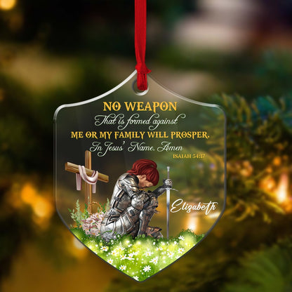 Personalized Woman Warrior No Weapon Formed Against Us Shall Prosper-Isaiah 54:17 Shield Acrylic Ornament