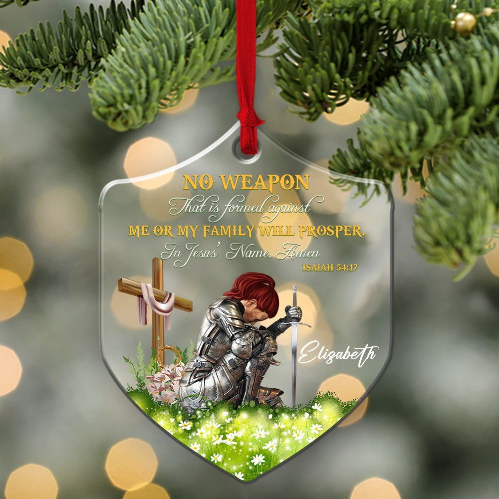 Personalized Woman Warrior No Weapon Formed Against Us Shall Prosper-Isaiah 54:17 Shield Acrylic Ornament