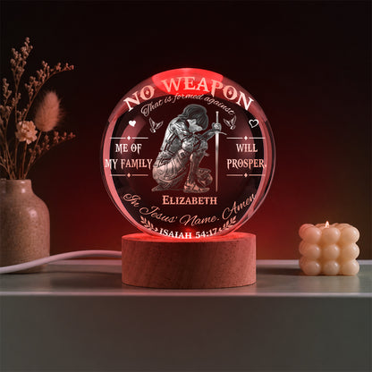 Personalized Woman Warrior No Weapon Formed Against Us Shall Prosper-Isaiah 54:17 Crystal Ball Night Light