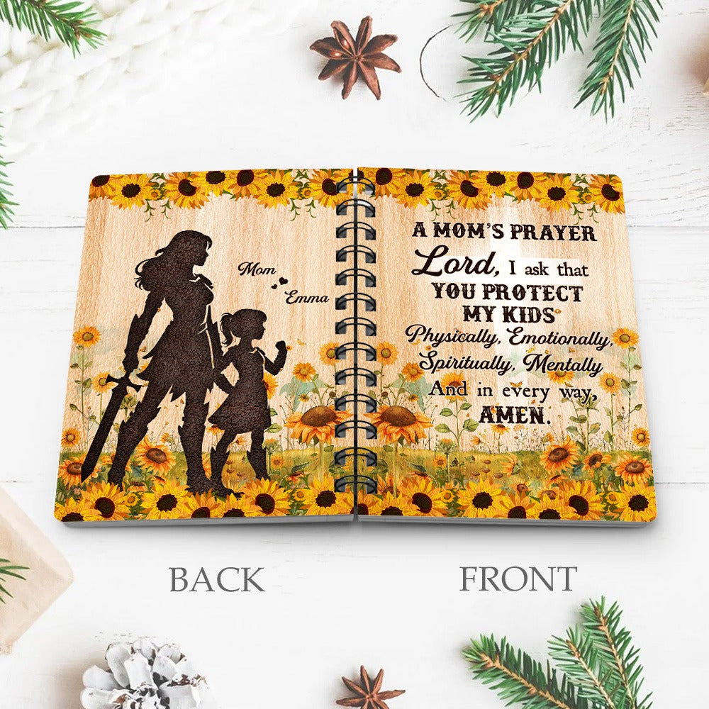 Personalized Woman Warrior Of God A Mom's Prayer, Lord, I Ask That You Protect My Kids Spiral Journal