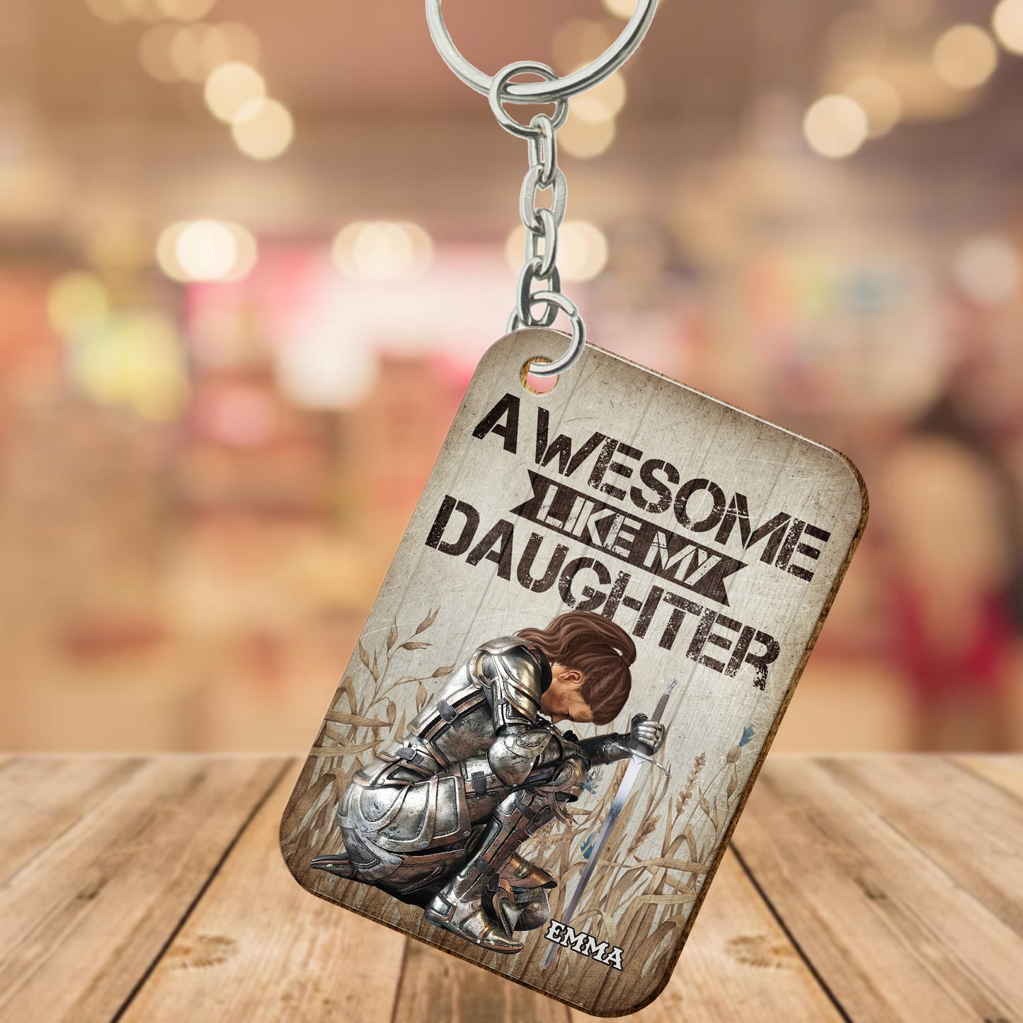 Personalized Daughter Warrior Of God Awesome Like My Daughter, Custom Father's Wooden Keychain