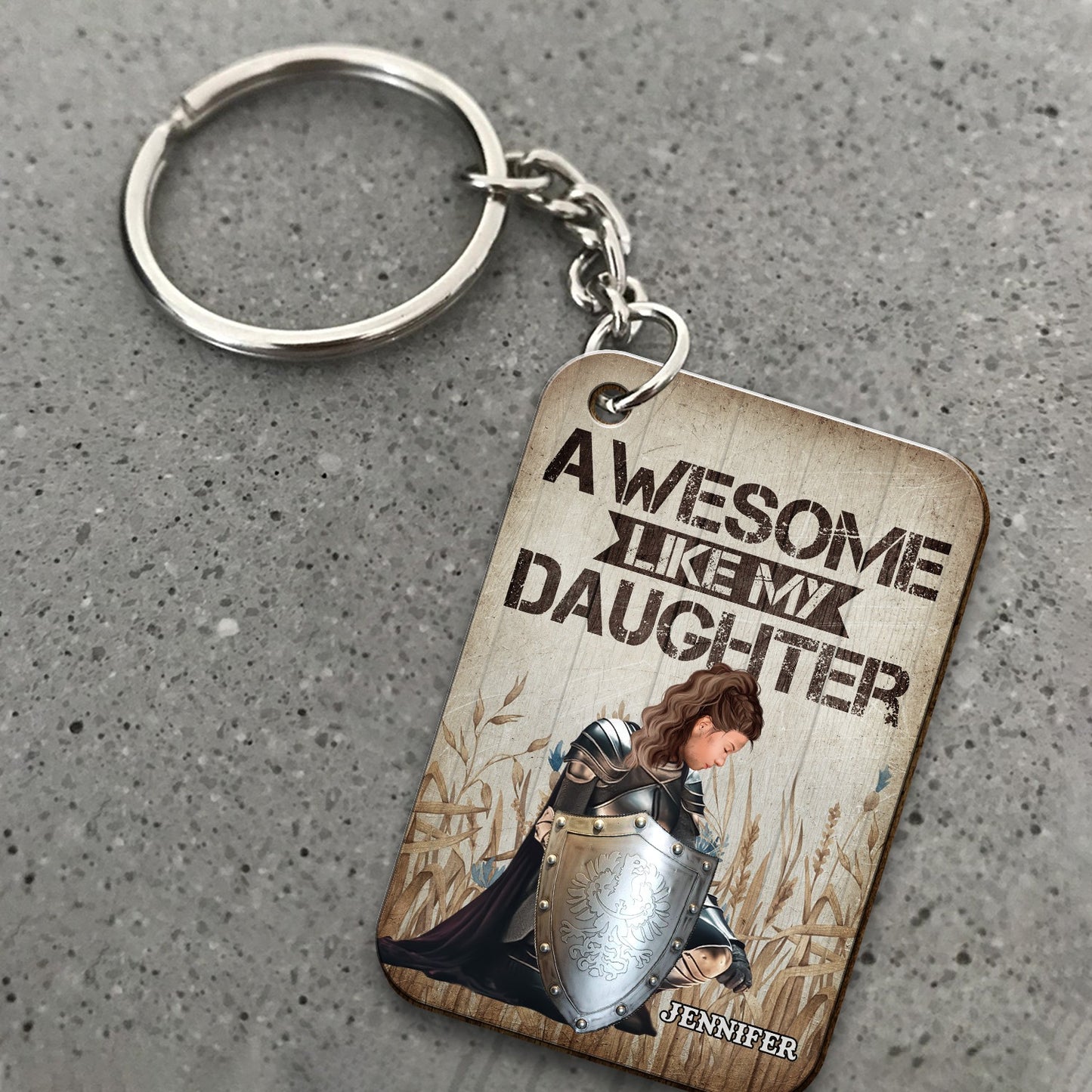 Personalized Daughter Warrior Of God Awesome Like My Daughter, Custom Father's Wooden Keychain