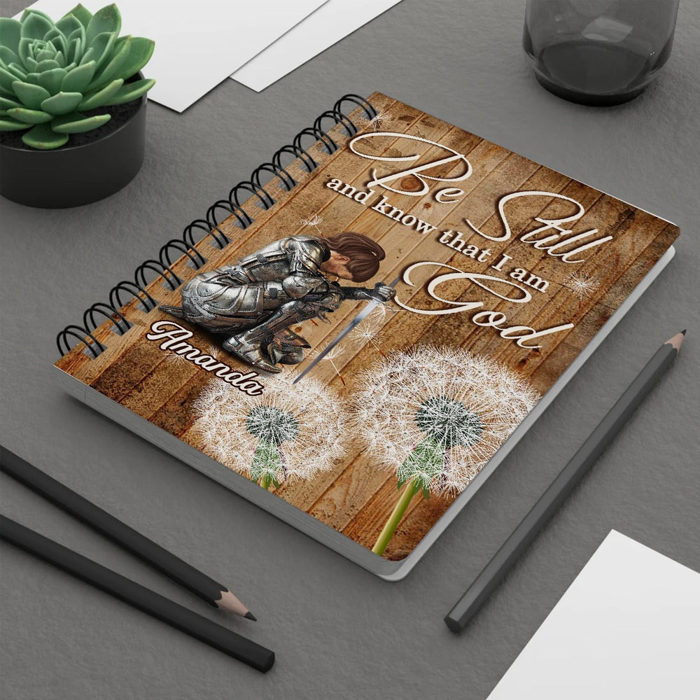 Personalized Woman Warrior Of  God Be Still And Know That I Am God Psalm 46:10 Spiral Journal