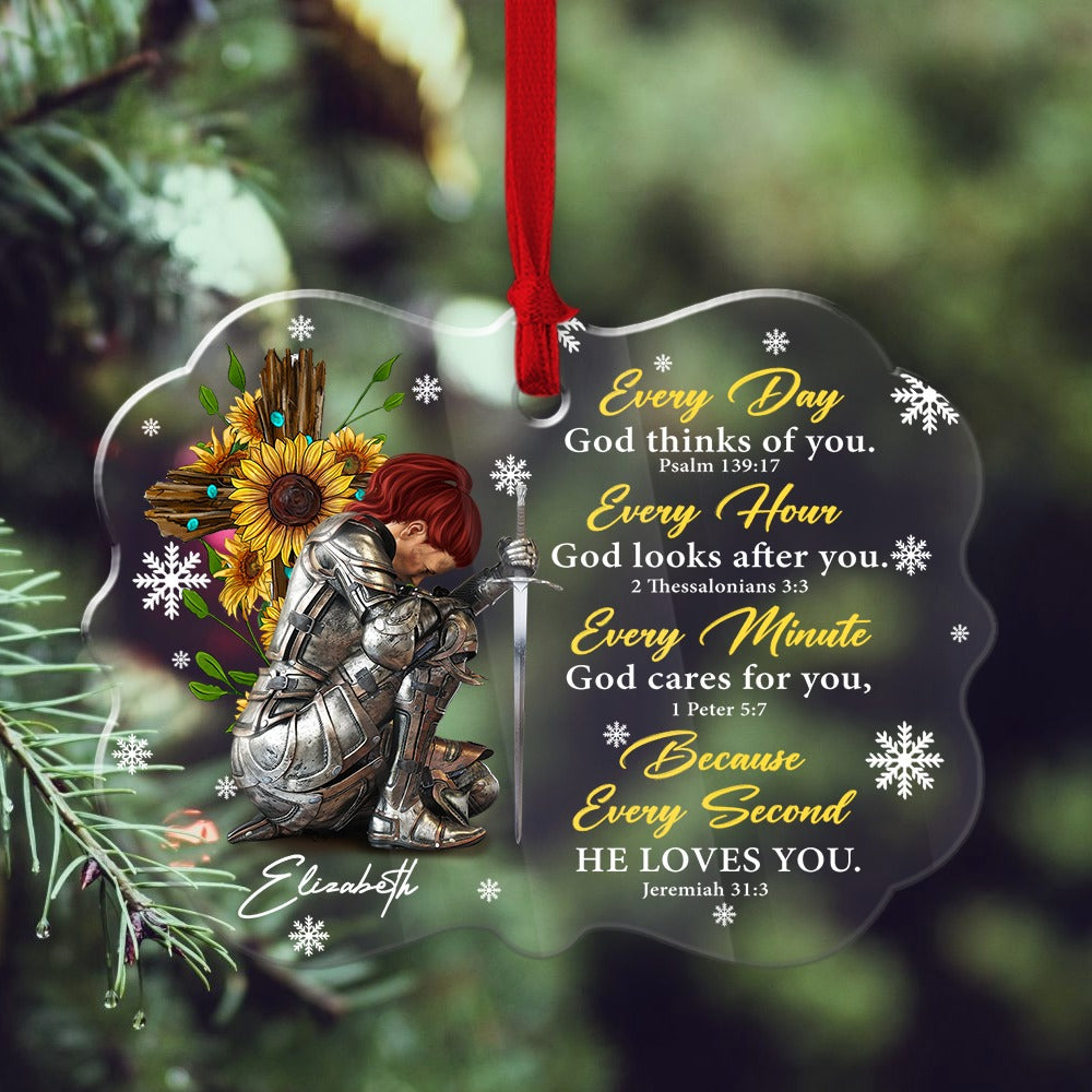 Personalized Woman Warrior Of God Everyday God Thinks Of You Acrylic Ornament