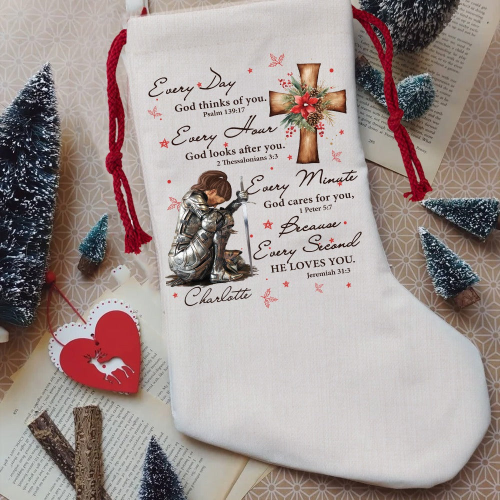 Personalized Woman Warrior Of God Everyday God Thinks Of You Natural Christmas Stocking