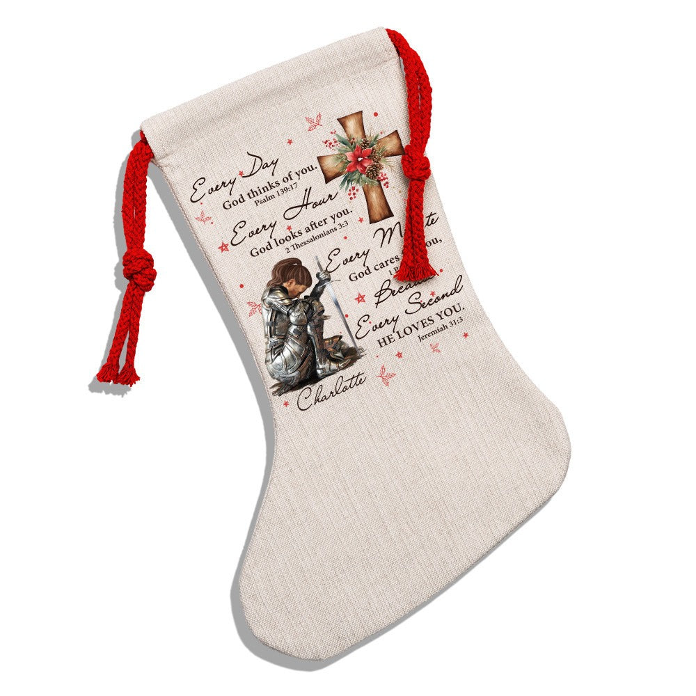 Personalized Woman Warrior Of God Everyday God Thinks Of You Natural Christmas Stocking