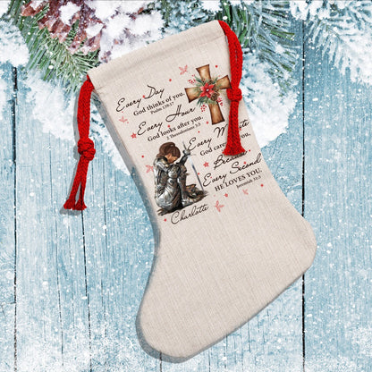 Personalized Woman Warrior Of God Everyday God Thinks Of You Natural Christmas Stocking