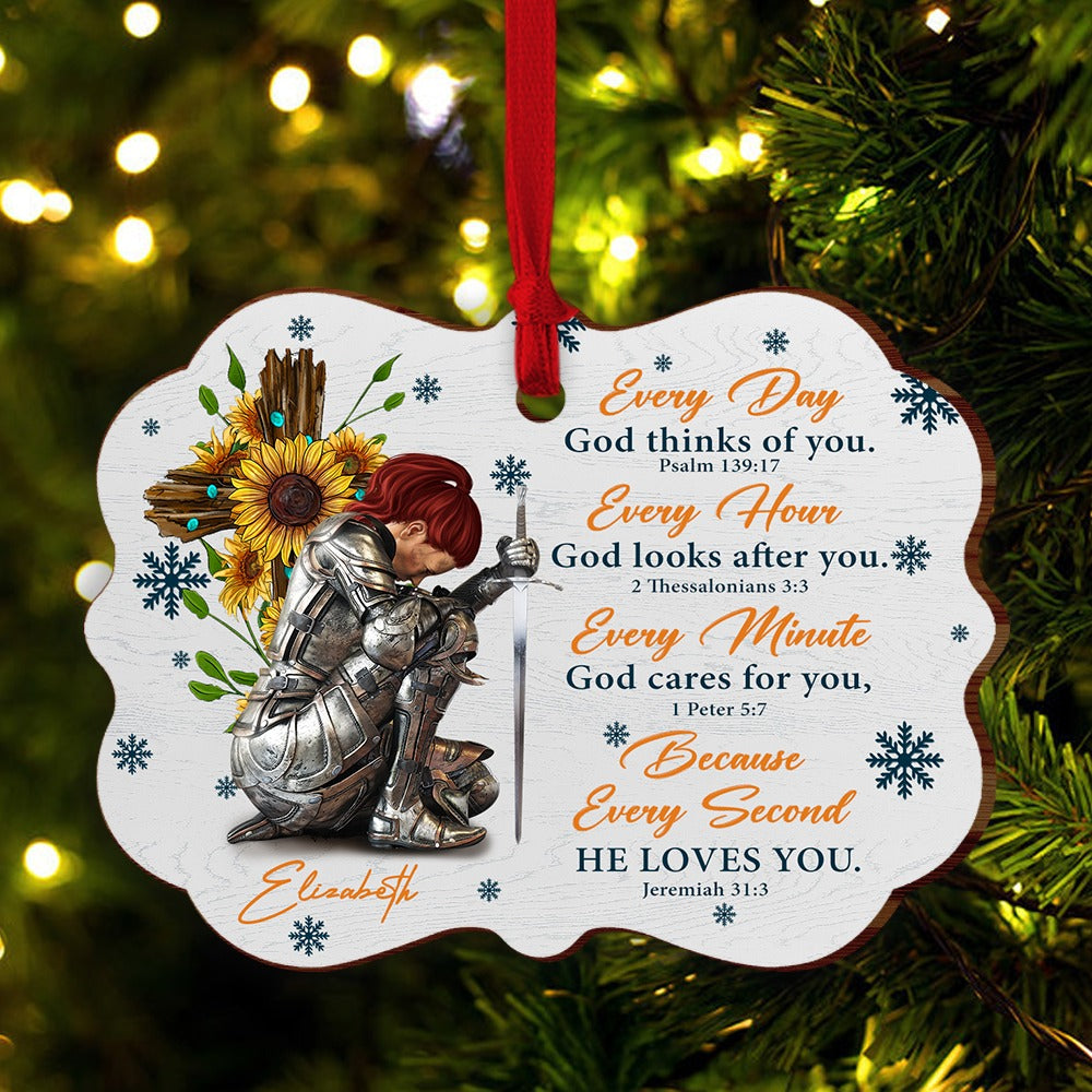 Personalized Woman Warrior Of God Everyday God Thinks Of You Wooden Ornament