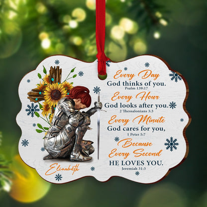 Personalized Woman Warrior Of God Everyday God Thinks Of You Wooden Ornament