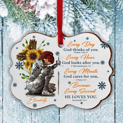 Personalized Woman Warrior Of God Everyday God Thinks Of You Wooden Ornament