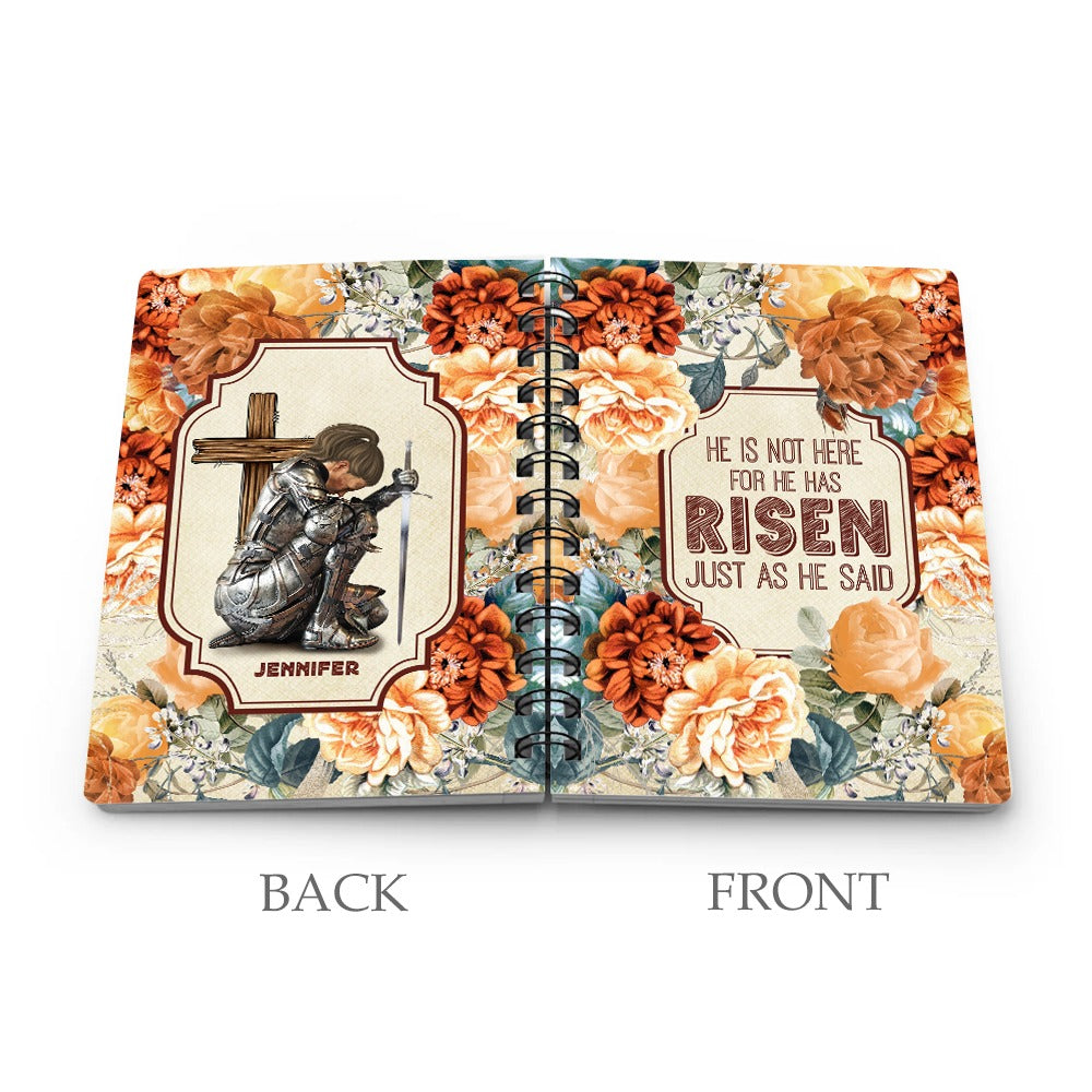 Personalized Woman Warrior Of God He is Not Here He is Risen Just as He Said Matthew 28:6 Spiral Journal